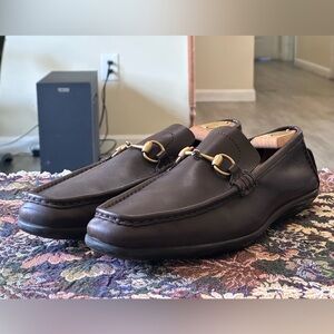 Gucci Gold Horsebit Classic Brown Brown Leather Men’s Driving Loafers Size 12 D
